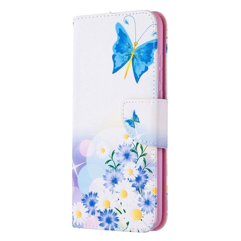 Printy PU kožené peněženkové puzdro na mobil Honor 9X Lite - modrý motýľ