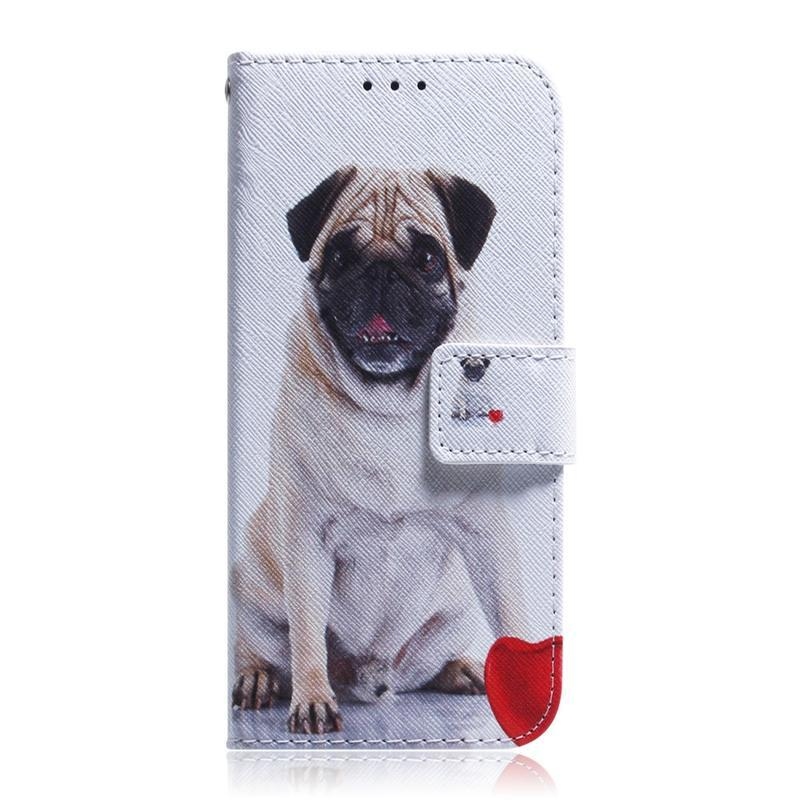 Printy PU kožené peněženkové puzdro na mobil Xiaomi Redmi Note 9 Pro/Note 9S - psík a srdce