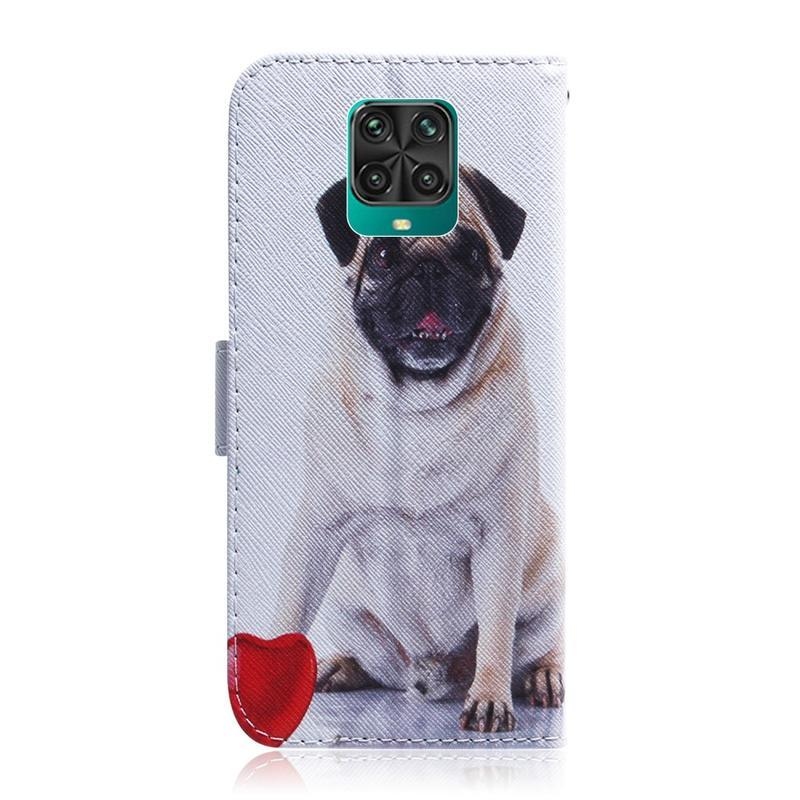 Printy PU kožené peněženkové puzdro na mobil Xiaomi Redmi Note 9 Pro/Note 9S - psík a srdce