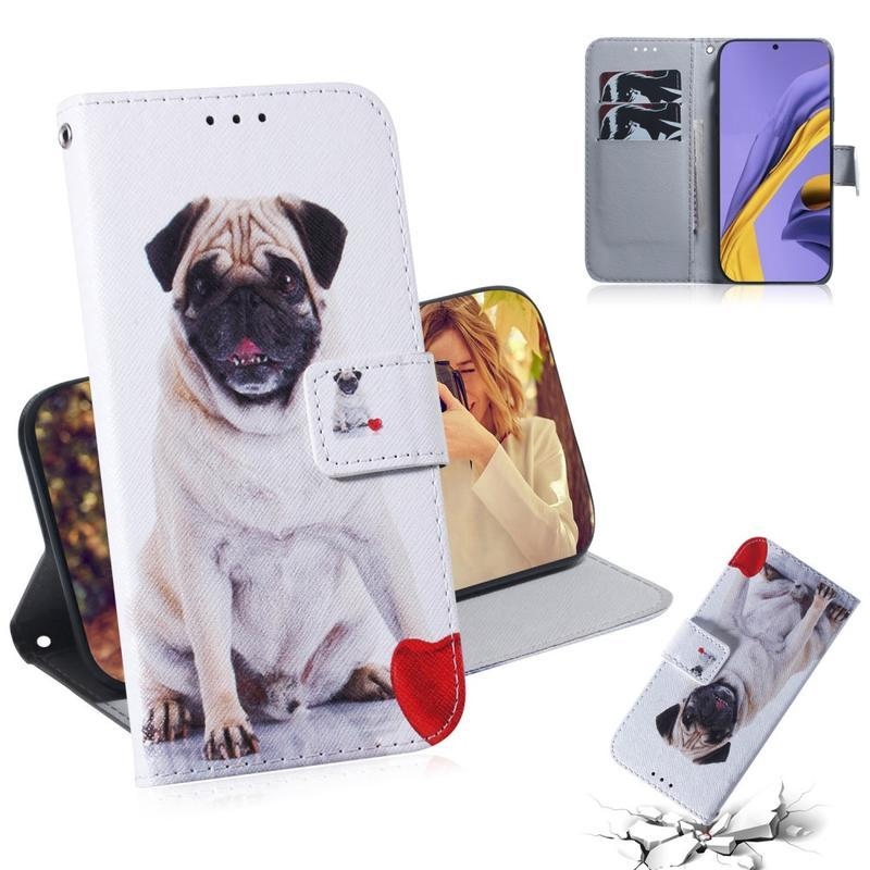Printy PU kožené puzdro pre mobil Samsung Galaxy A51 - pes buldoček