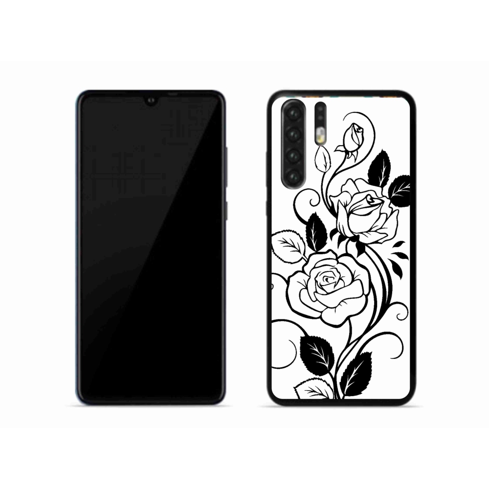 Gélový kryt mmCase na mobil Huawei P30 Pro - čiernobiela ruža