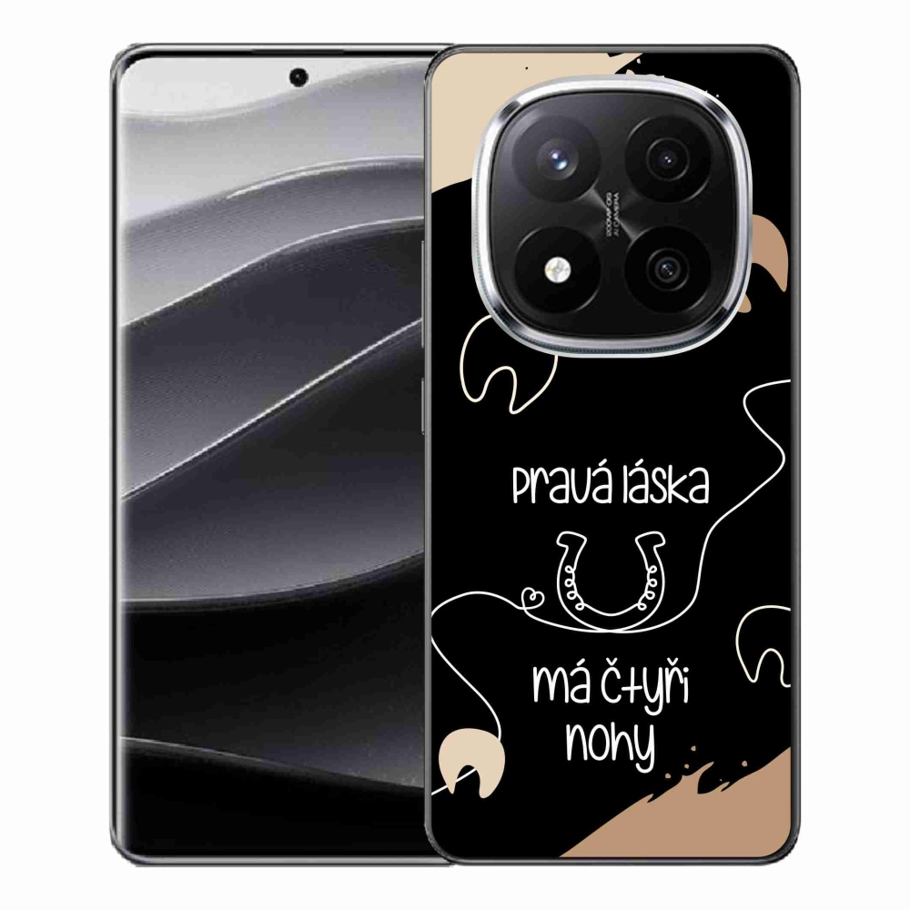 Gélový kryt mmCase na Xiaomi Redmi Note 14 Pro+ 5G - konský motív čierne pozadie