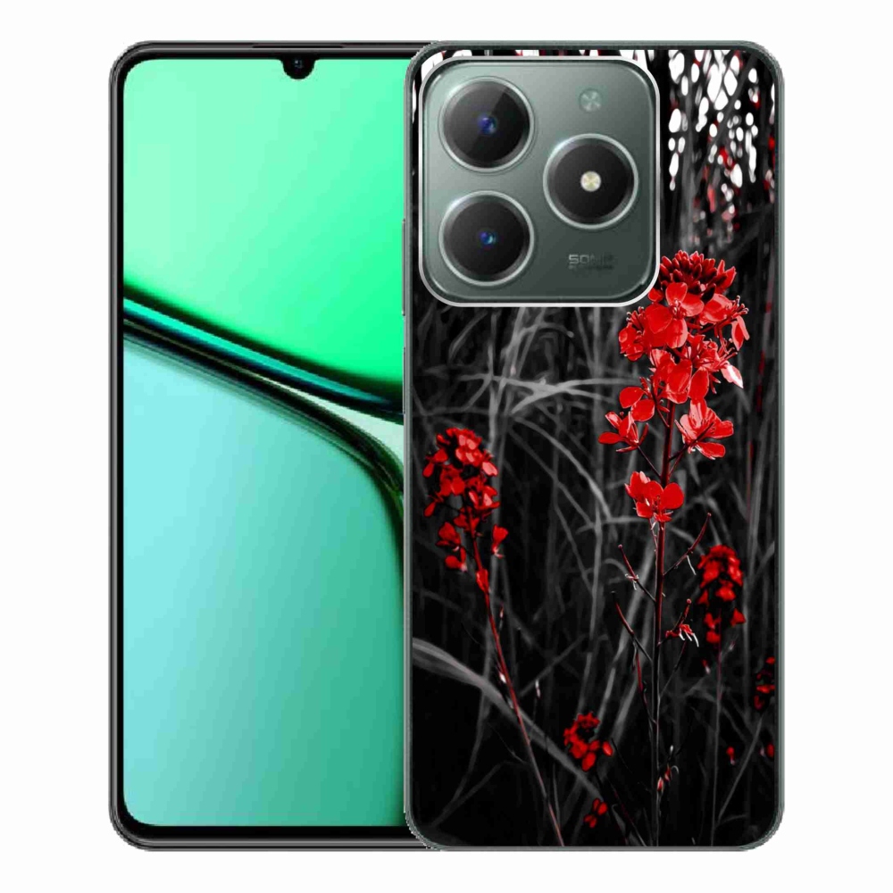 Gélový kryt mmCase na Realme C61 - červená rastlina
