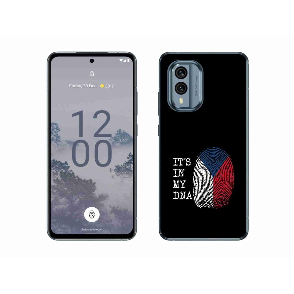 Gélový kryt mmCase na Nokia X30 5G - vlajka odtlačok prsta čierne pozadie