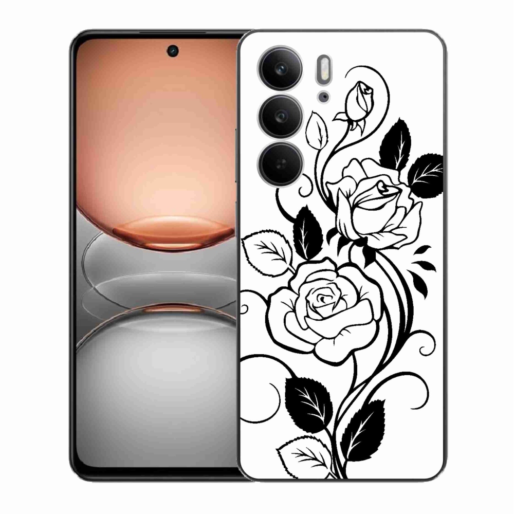 Gélový kryt mmCase na Realme C75 - čiernobiela ruža