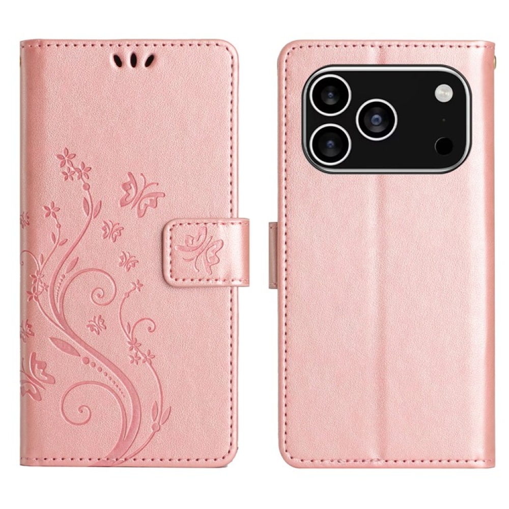 Flowers knižkové púzdro na iPhone 17 Pro - ružovozlaté