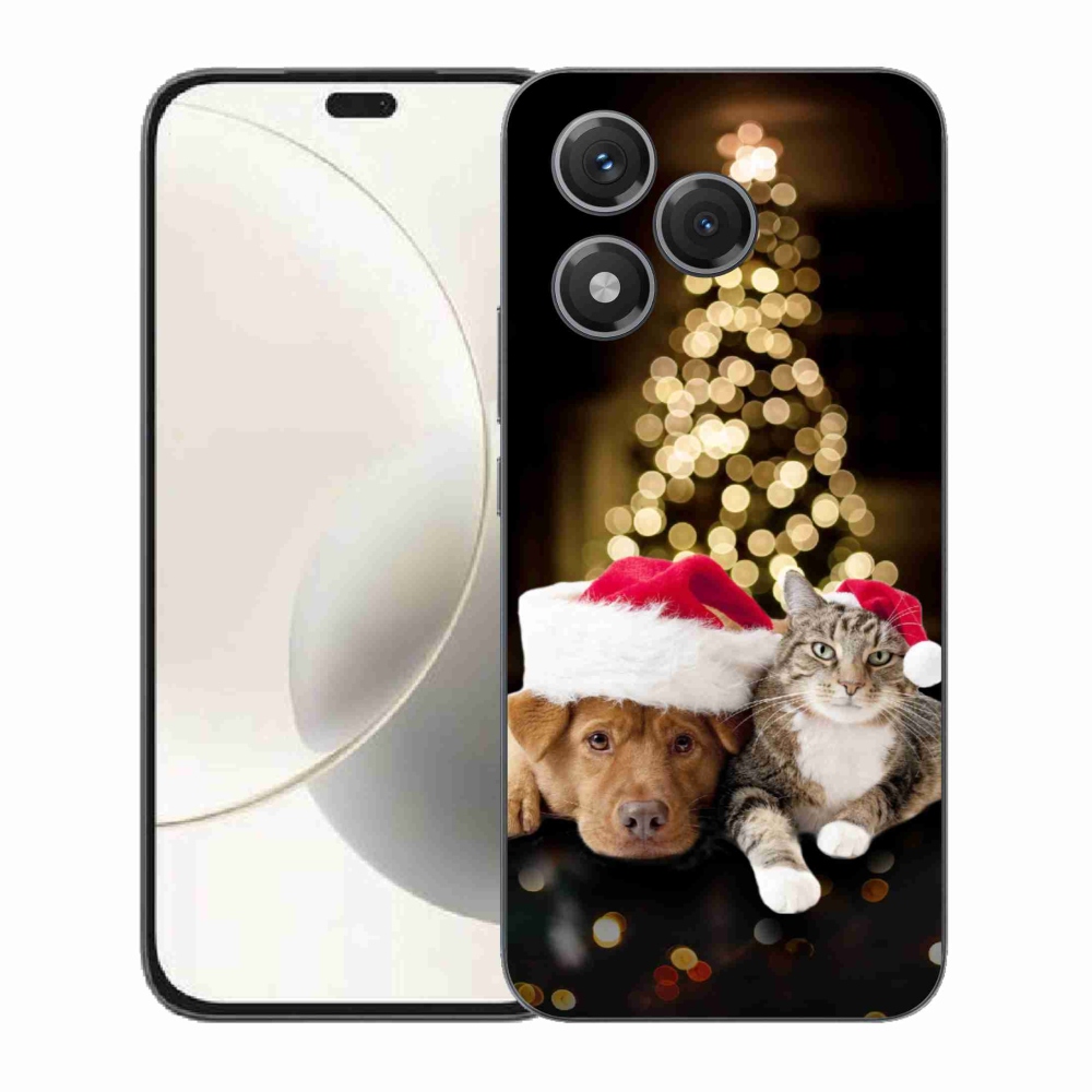 Gélový kryt mmCase na Honor 400 Lite - vianočný pes a mačka