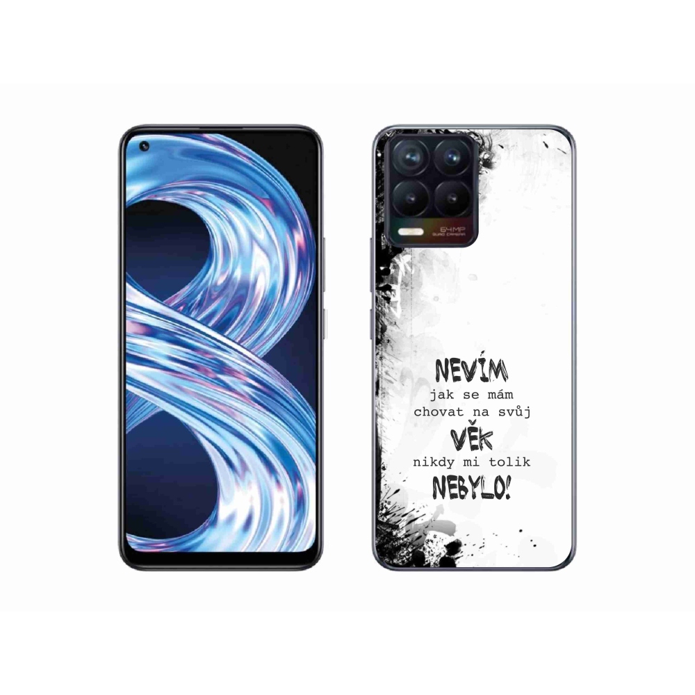 Gélový kryt mmCase na Realme 8 4G - vtipný text 14 biele pozadie