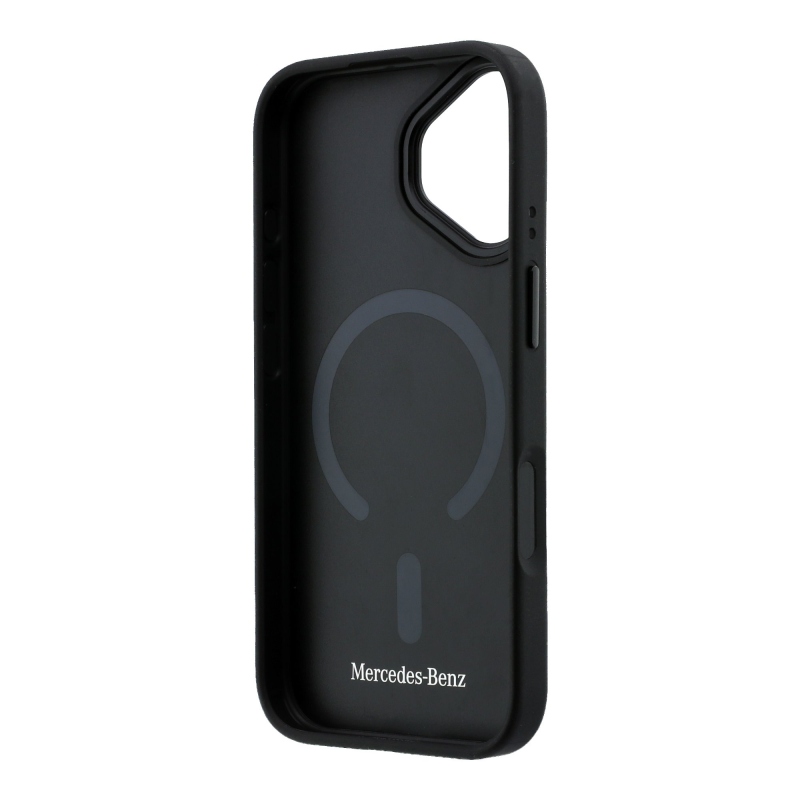Mercedes PU kožený 3D zadný kryt MagSafe pre iPhone 17 Black