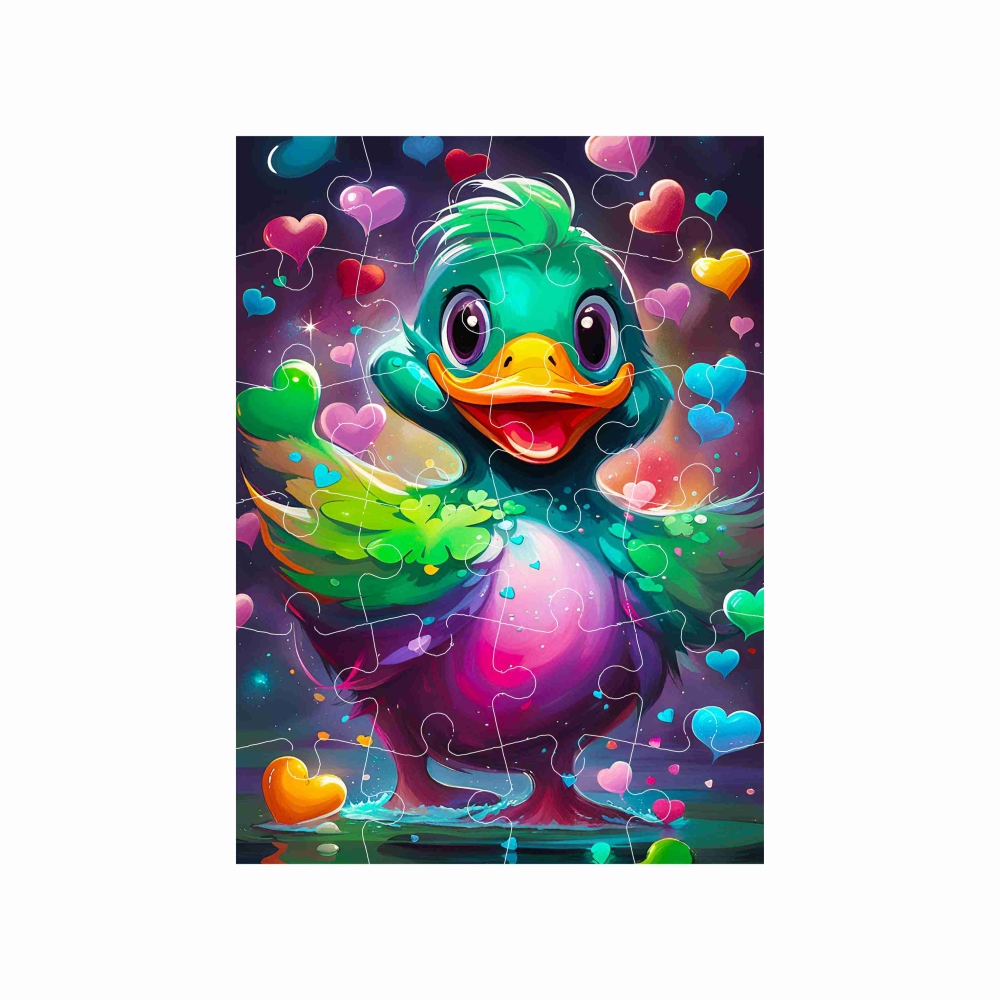 Puzzle 18x13cm (24 dielikov) s obrázkom - farebná kačička