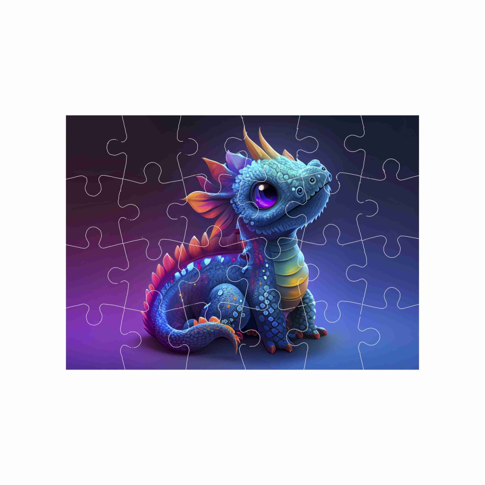 Puzzle 18x13cm (24 dielikov) s obrázkom - farebný dráčik