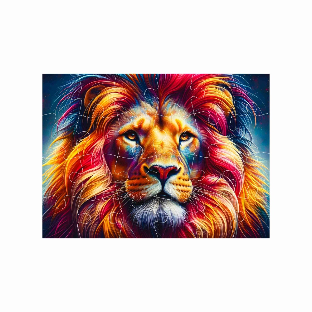 Puzzle 18x13cm (24 dielikov) s obrázkom - farebný lev