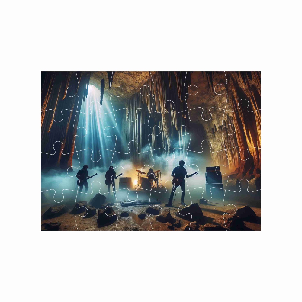 Puzzle 18x13cm (24 dielikov) s obrázkom - koncert v jaskyni