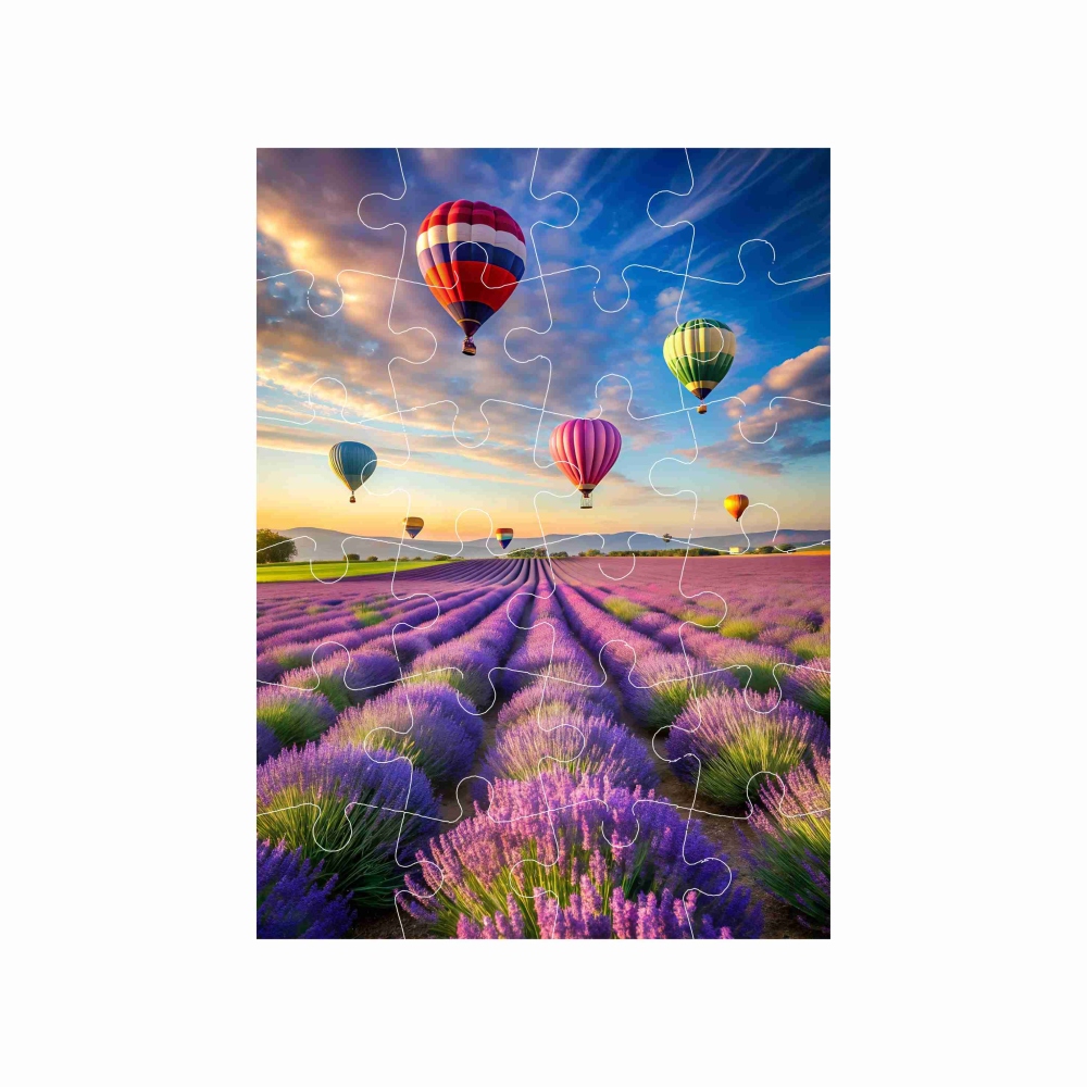 Puzzle 18x13cm (24 dielikov) s obrázkom - let nad levanduľou