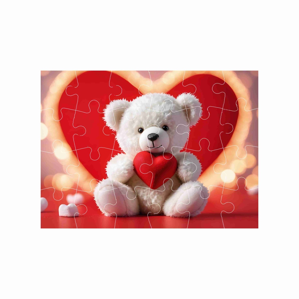 Puzzle 18x13cm (24 dielikov) s obrázkom - medvedík so srdiečkom