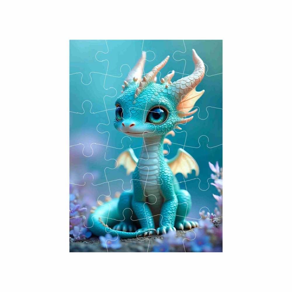 Puzzle 18x13cm (24 dielikov) s obrázkom - modrý dráčik