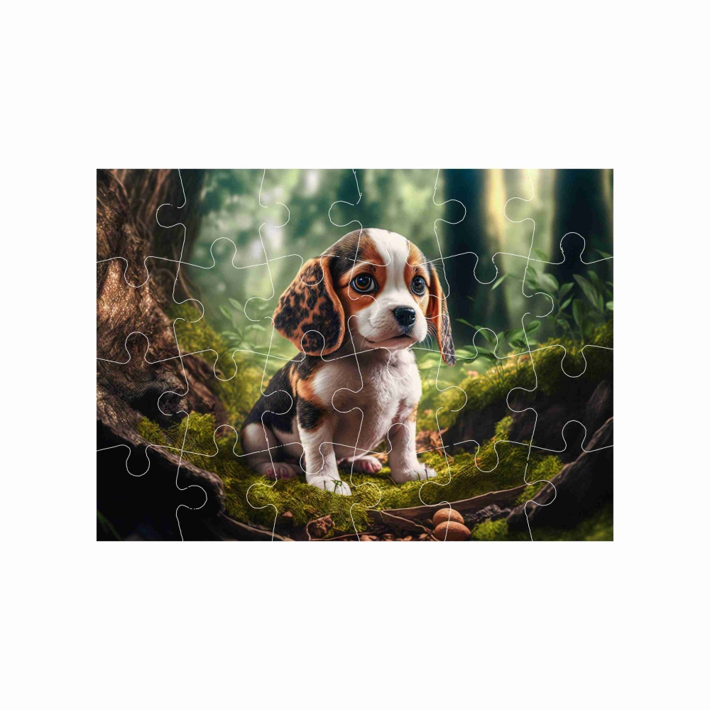 Puzzle 18x13cm (24 dielikov) s obrázkom - šteňa v lese