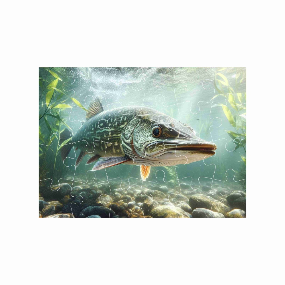 Puzzle 18x13cm (24 dielikov) s obrázkom - šťuka