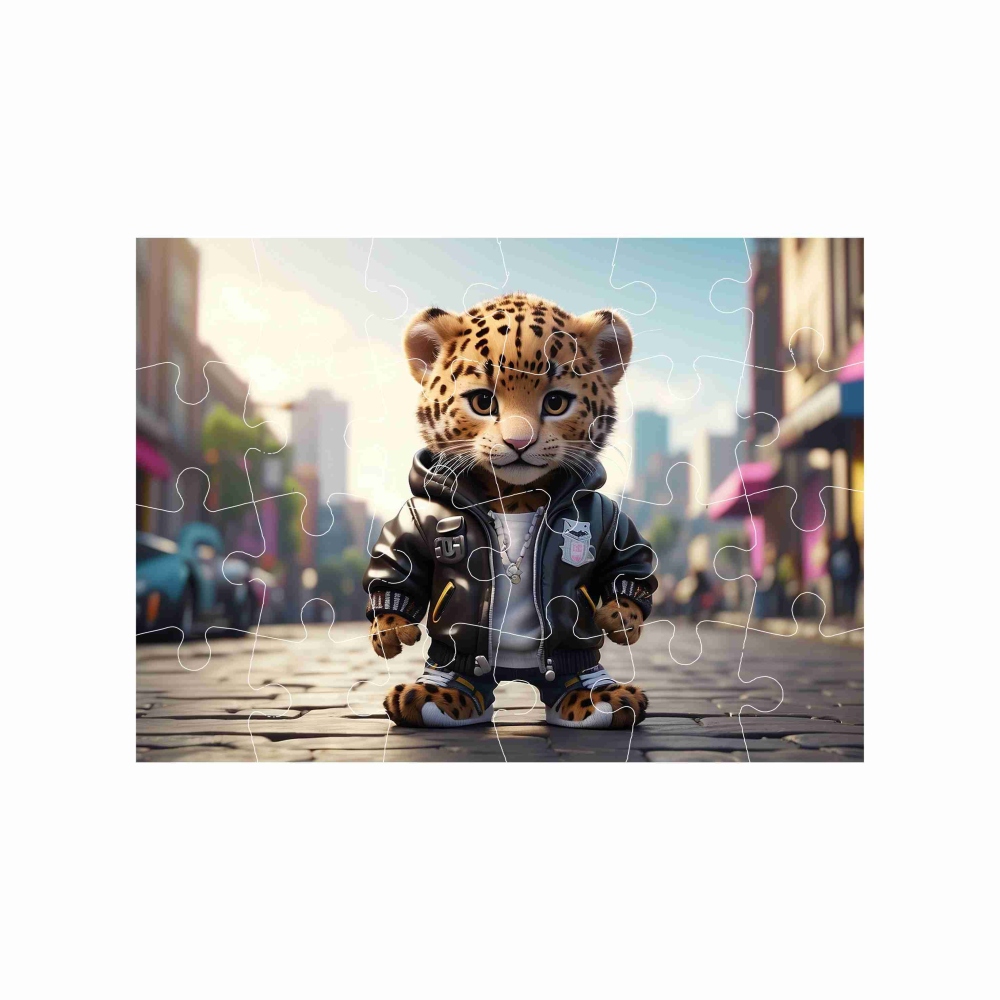 Puzzle 18x13cm (24 dielikov) s obrázkom - tigrík v bunde