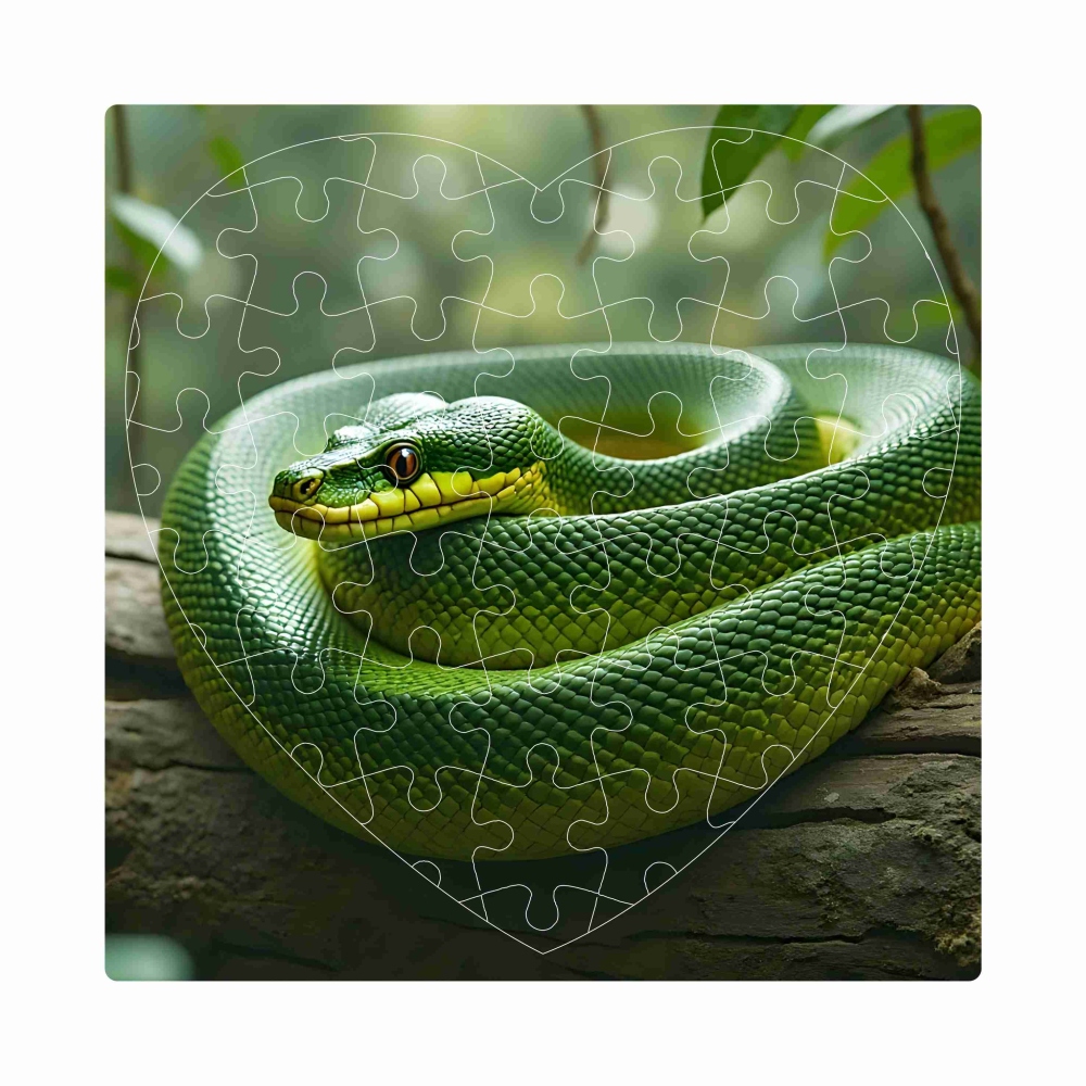 Puzzle 19x18cm v tvare srdca (76 dielikov) s obrázkom - had
