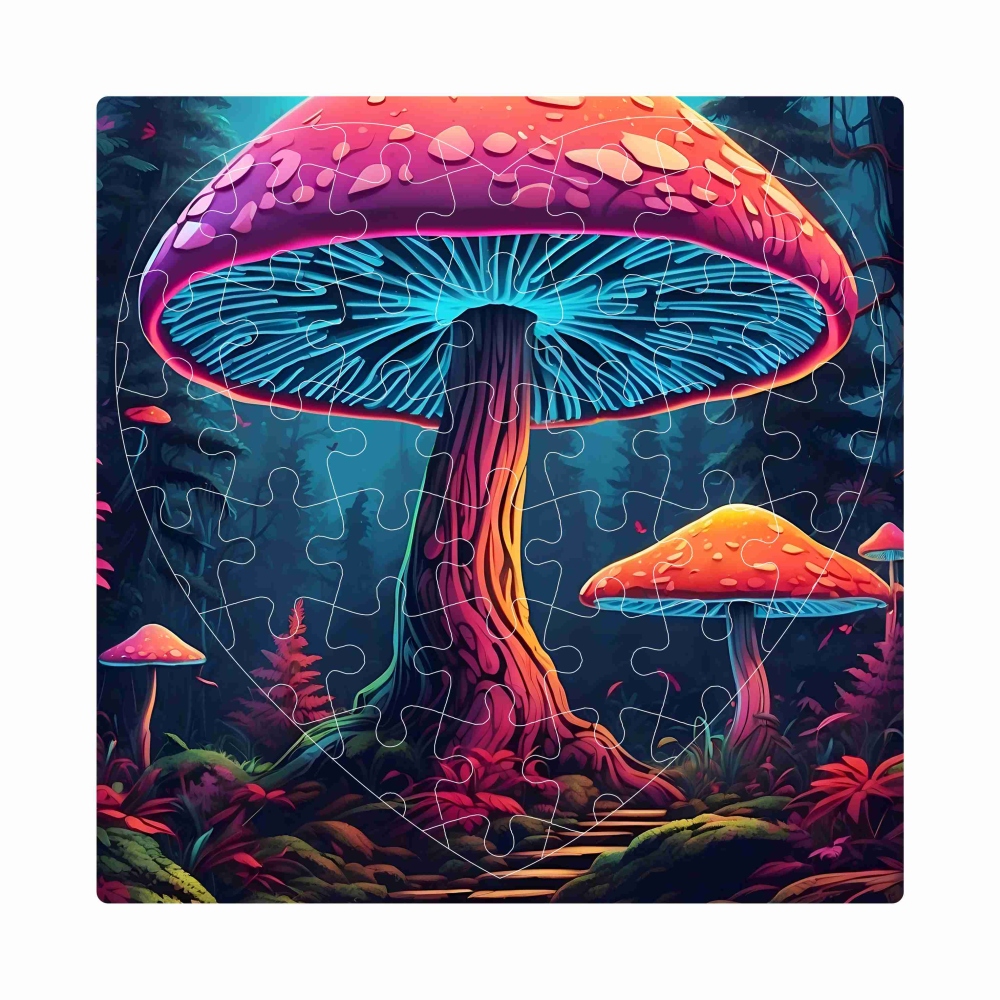 Puzzle 19x18cm v tvare srdca (76 dielikov) s obrázkom - huby