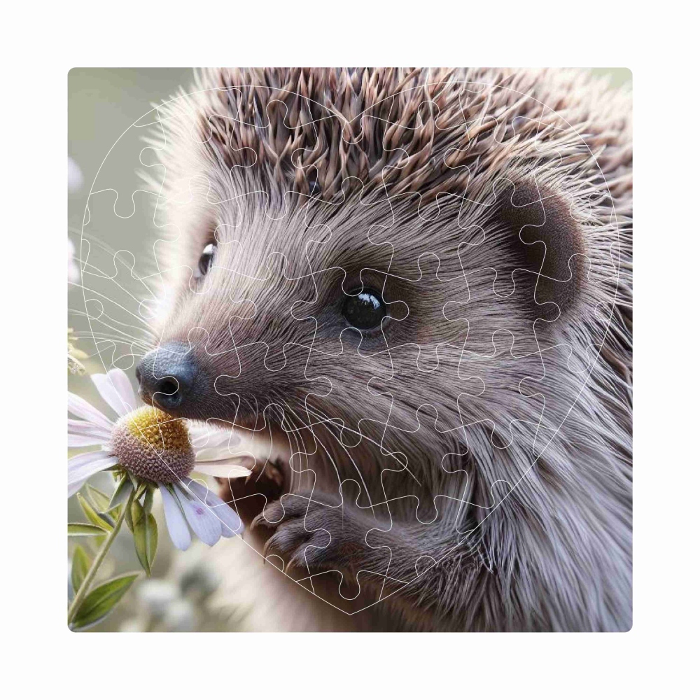 Puzzle 19x18cm v tvare srdca (76 dielikov) s obrázkom - ježko