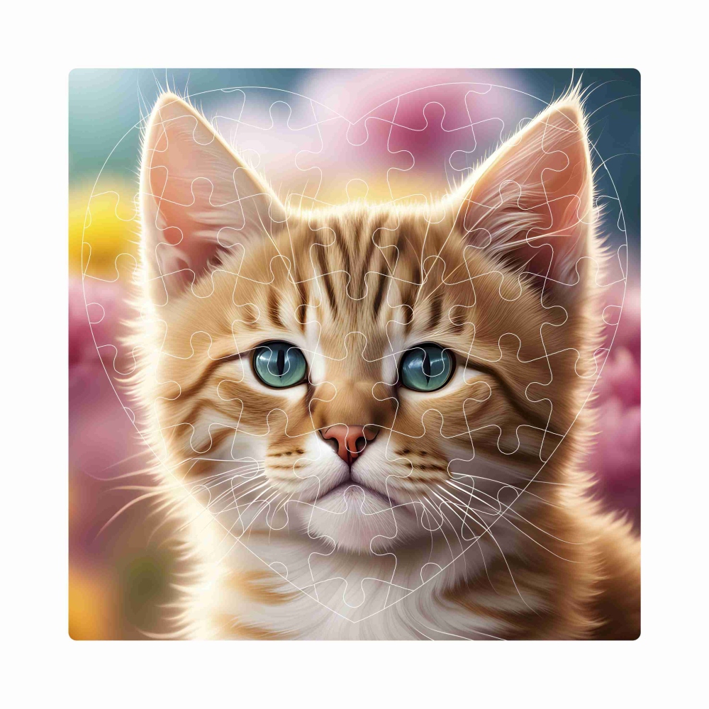 Puzzle 19x18cm v tvare srdca (76 dielikov) s obrázkom - mačiatko