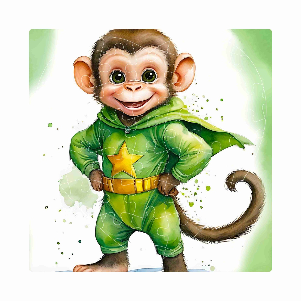 Puzzle 19x18cm v tvare srdca (76 dielikov) s obrázkom - kreslená opička