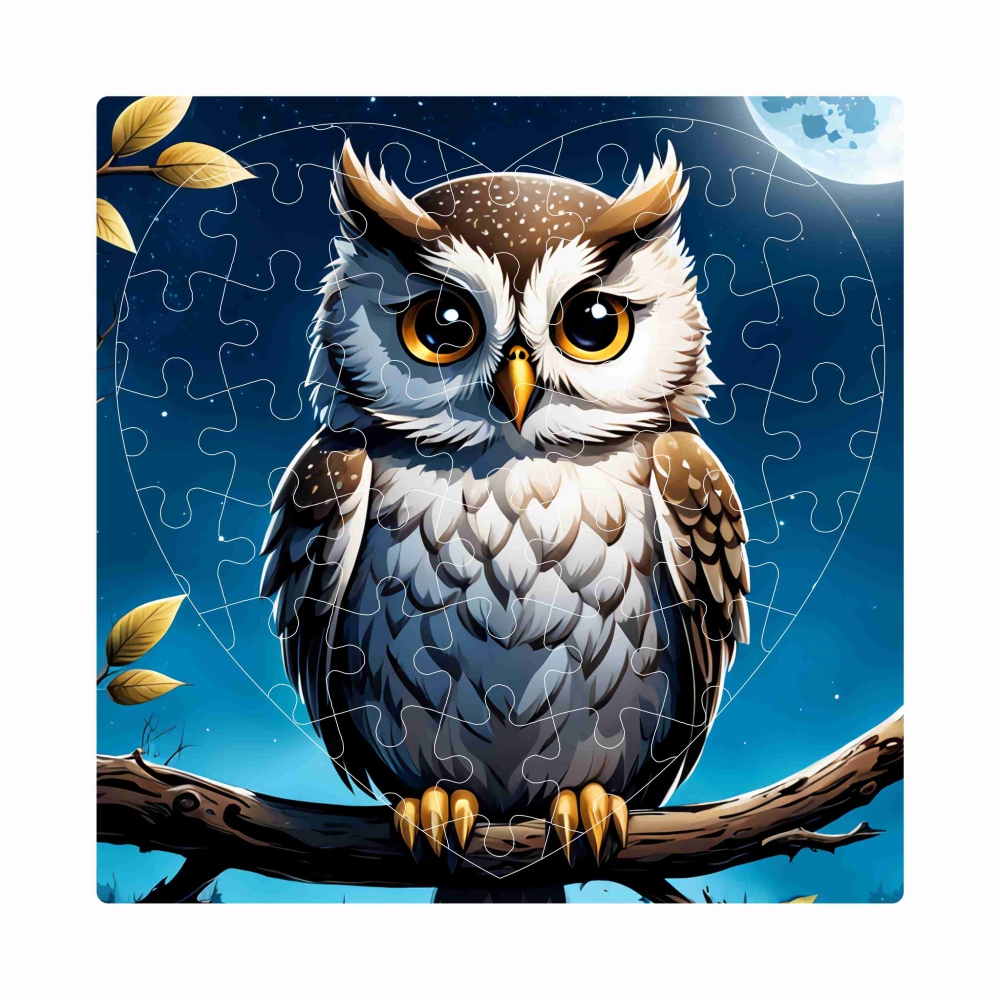Puzzle 19x18cm v tvare srdca (76 dielikov) s obrázkom - sova
