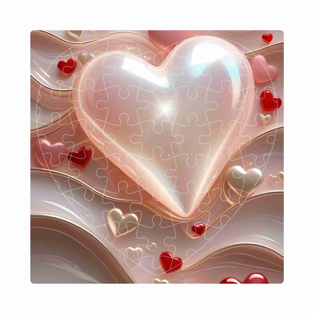 Puzzle 19x18cm v tvare srdca (76 dielikov) s obrázkom - srdiečka