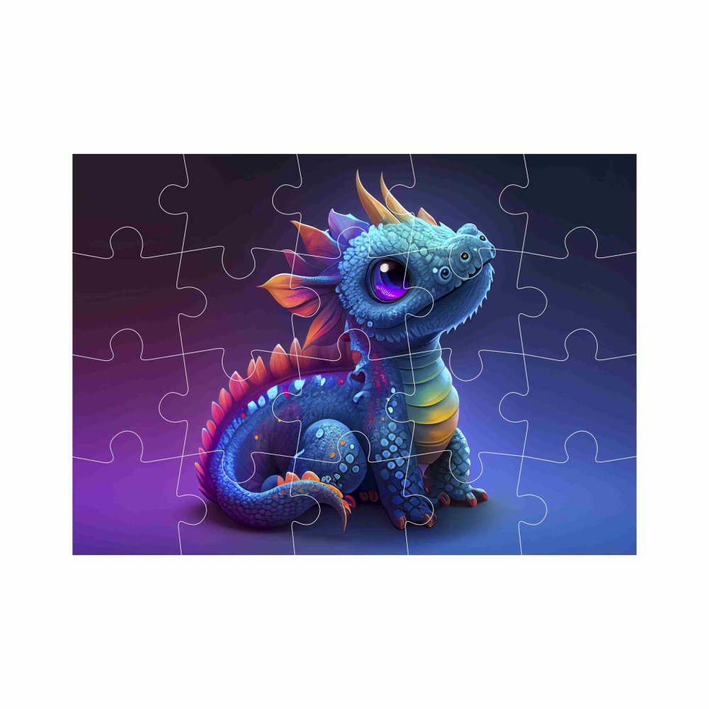 Puzzle 20x15cm (20 dielikov) s obrázkom - farebný dráčik