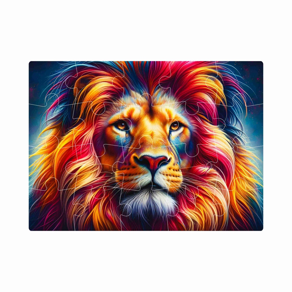 Puzzle 20x15cm (20 dielikov) s obrázkom - farebný lev