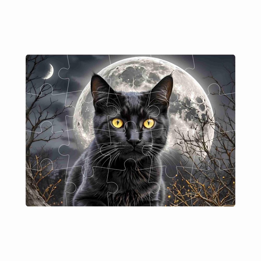 Puzzle 20x15cm (20 dielikov) s obrázkom - čierna mačka