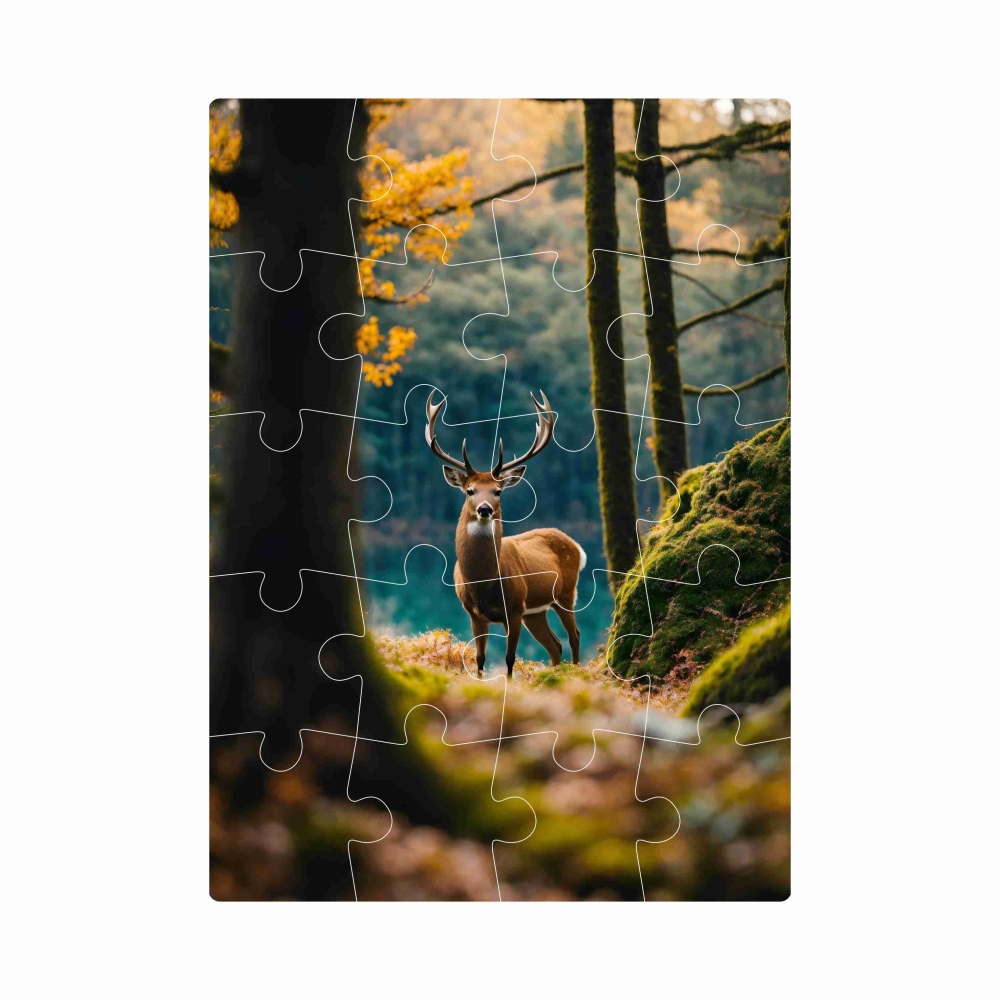 Puzzle 20x15cm (20 dielikov) s obrázkom - jeleň v lese