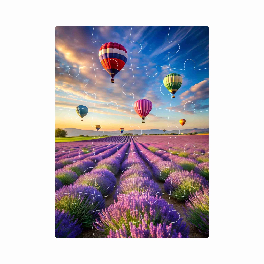 Puzzle 20x15cm (20 dielikov) s obrázkom - let nad levanduľou