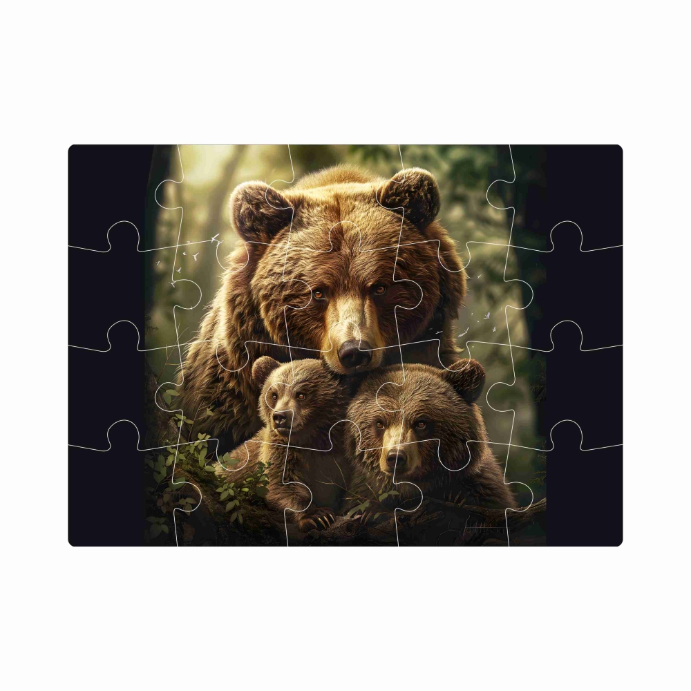 Puzzle 20x15cm (20 dielikov) s obrázkom - medvedica s mláďatami