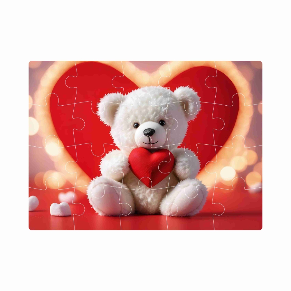Puzzle 20x15cm (20 dielikov) s obrázkom - medvedík so srdiečkom