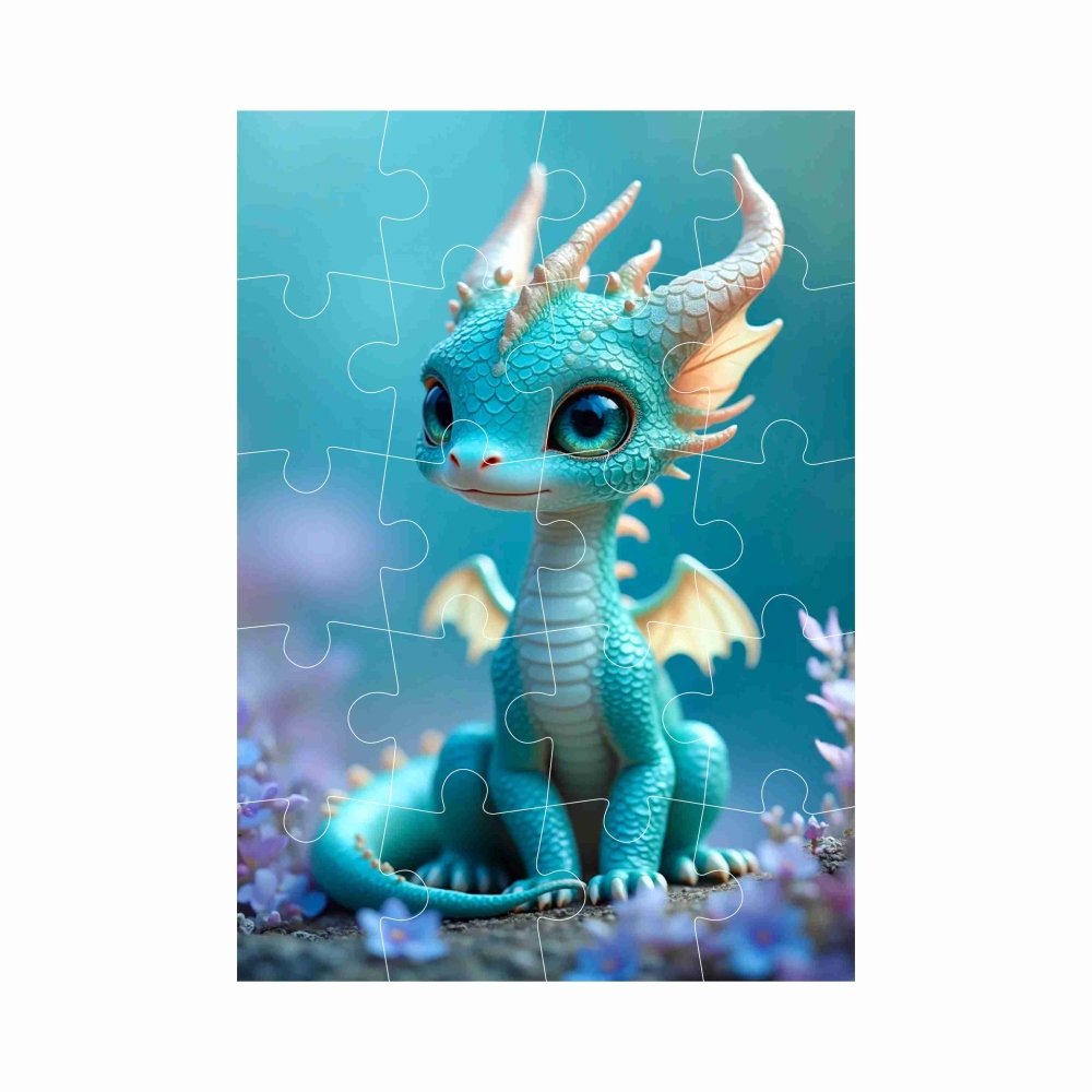 Puzzle 20x15cm (20 dielikov) s obrázkom - modrý dráčik