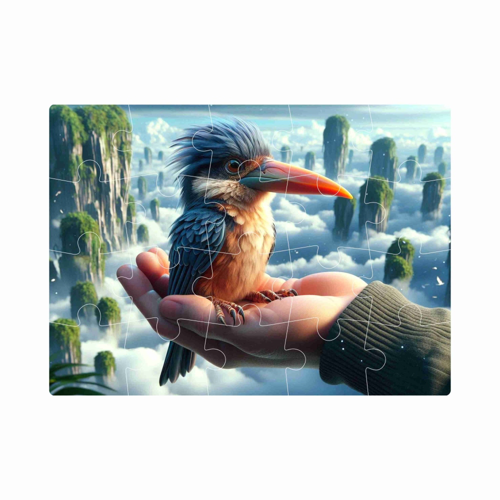 Puzzle 20x15cm (20 dielikov) s obrázkom - nebeský rybárik
