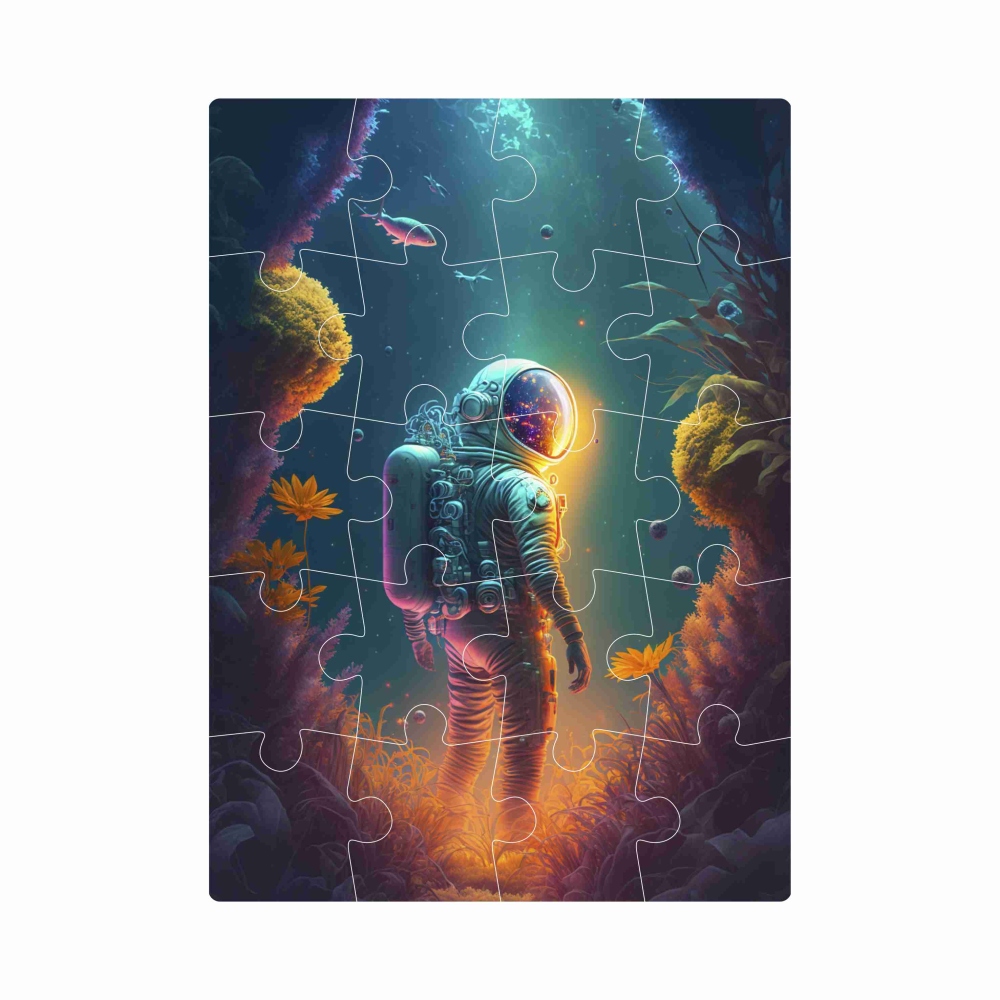 Puzzle 20x15cm (20 dielikov) s obrázkom - osamelý astronaut