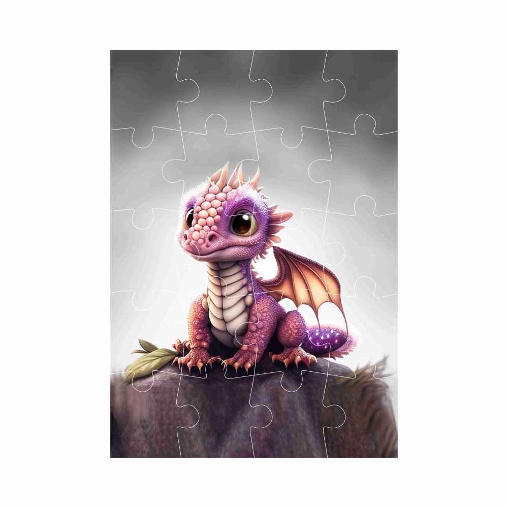 Puzzle 20x15cm (20 dielikov) s obrázkom - ružový dráčik