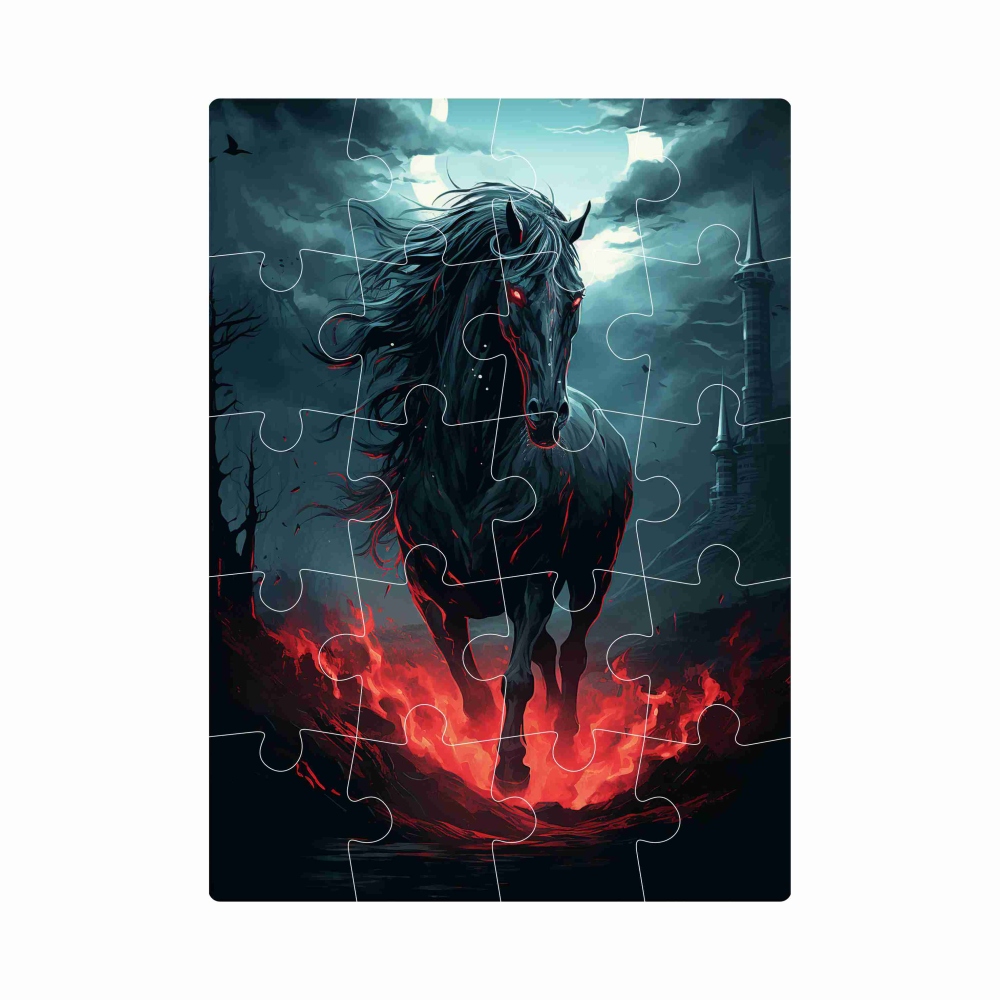 Puzzle 20x15cm (20 dielikov) s obrázkom - temný kôň