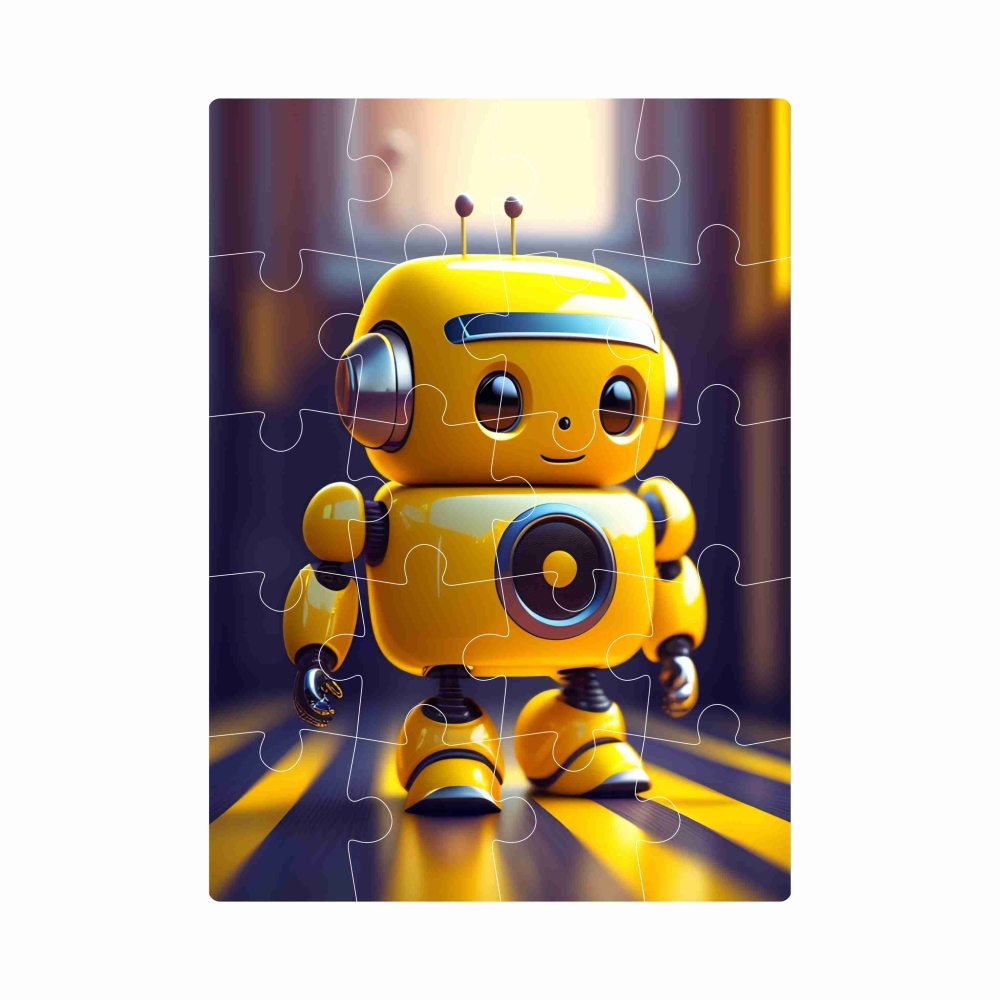 Puzzle 20x15cm (20 dielikov) s obrázkom - žltý robot