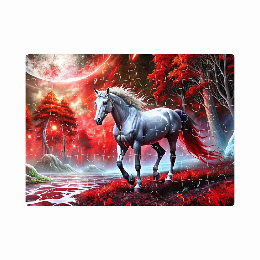 Puzzle 20x15cm (40 dielikov) s obrázkom - kôň vo fantasy lese