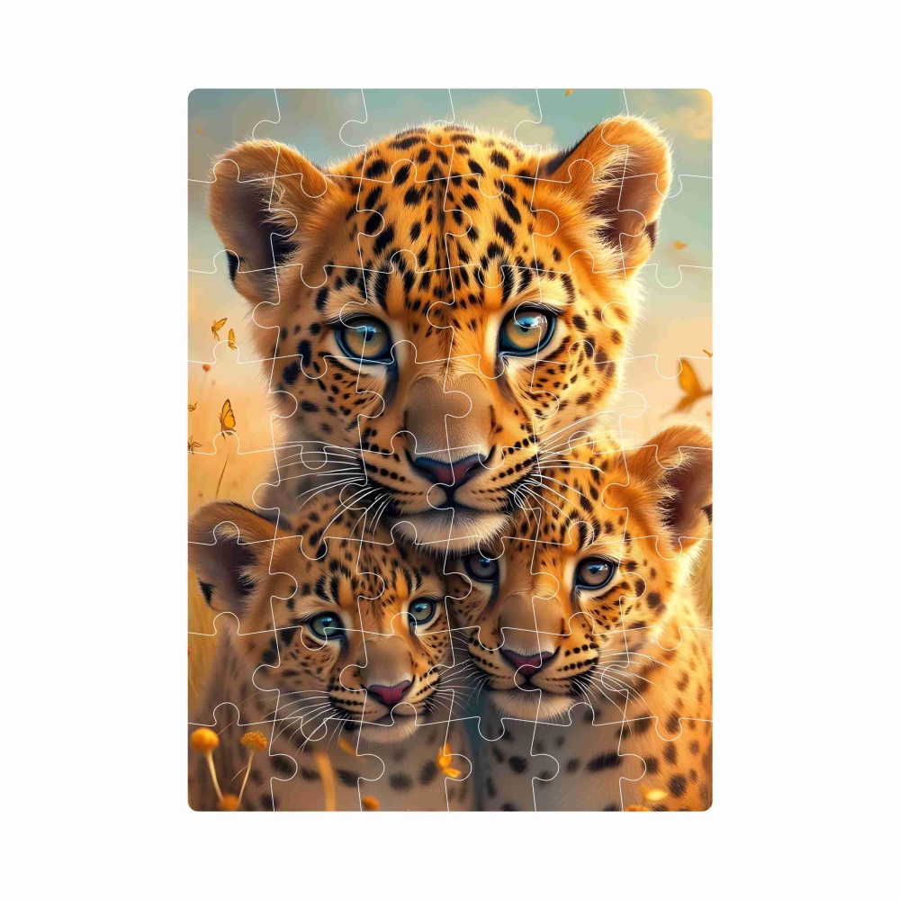 Puzzle 20x15cm (40 dielikov) s obrázkom - leopardice s mláďatami
