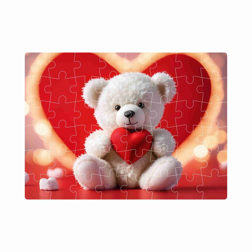 Puzzle 20x15cm (40 dielikov) s obrázkom - medvedík so srdiečkom