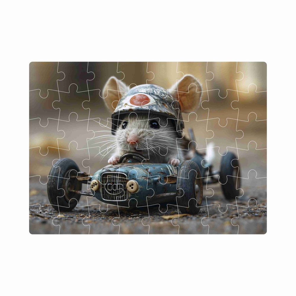 Puzzle 20x15cm (40 dielikov) s obrázkom - myška v aute