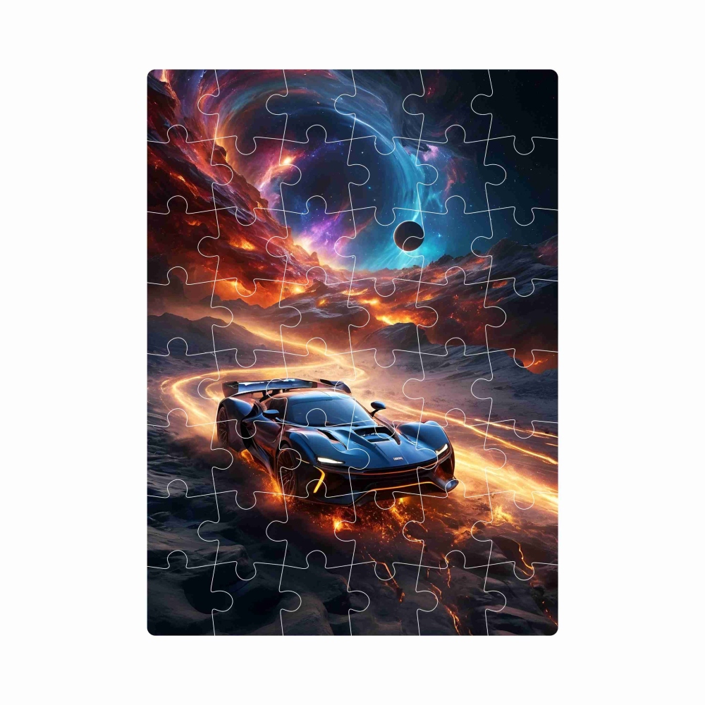 Puzzle 20x15cm (40 dielikov) s obrázkom - športové vozidlo v galaxii