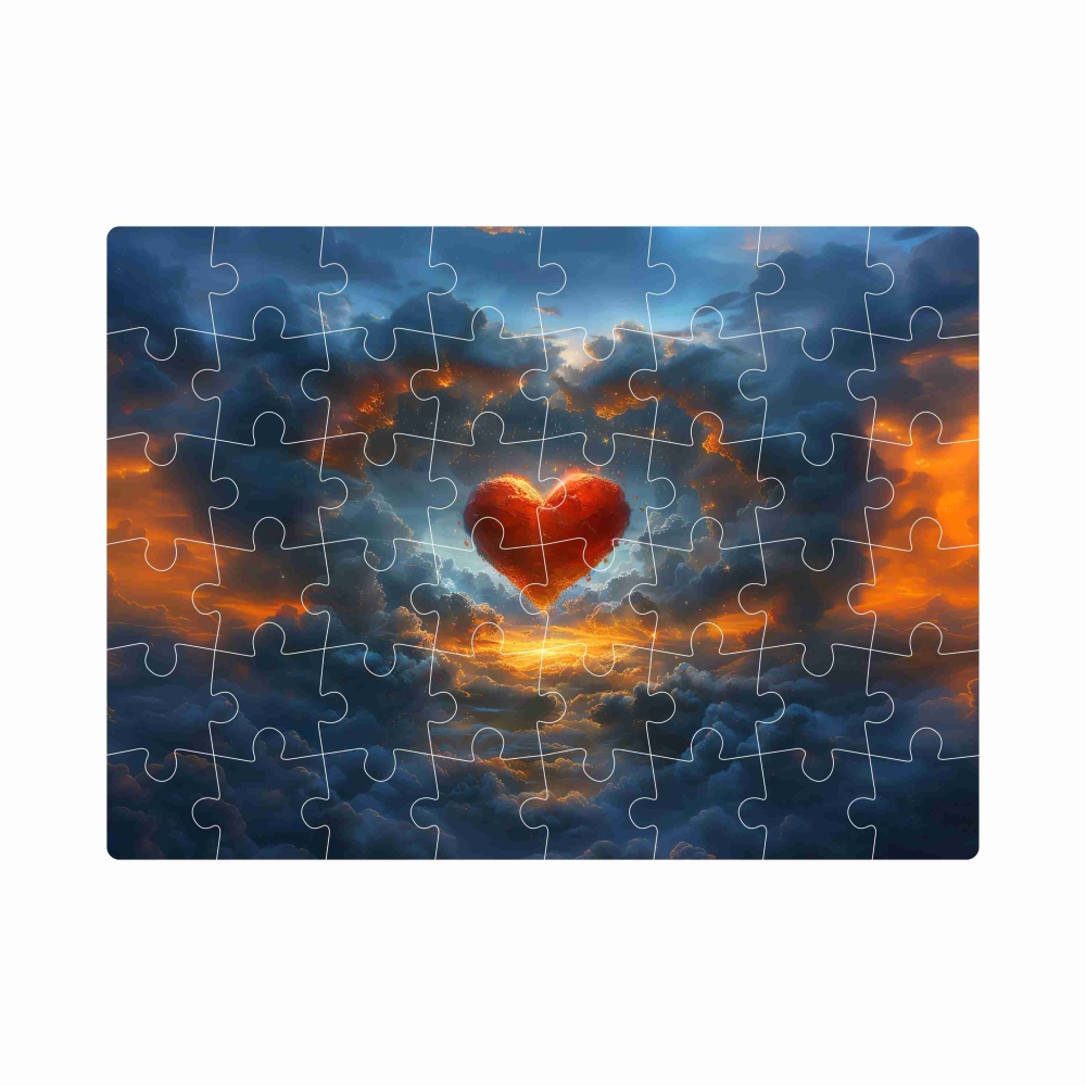 Puzzle 20x15cm (40 dielikov) s obrázkom - srdce a mraky