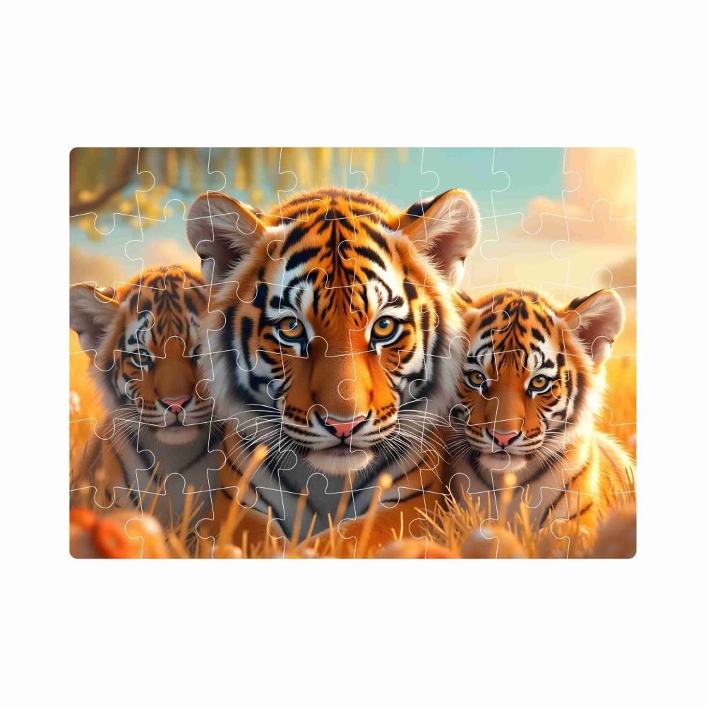 Puzzle 20x15cm (40 dielikov) s obrázkom - tigrice s mláďatami